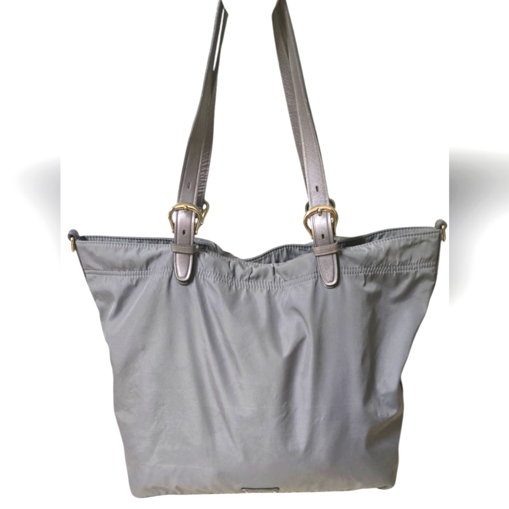 Cole Haan Snap Top Shopper In Solid Nylon With Smooth Leather Trim